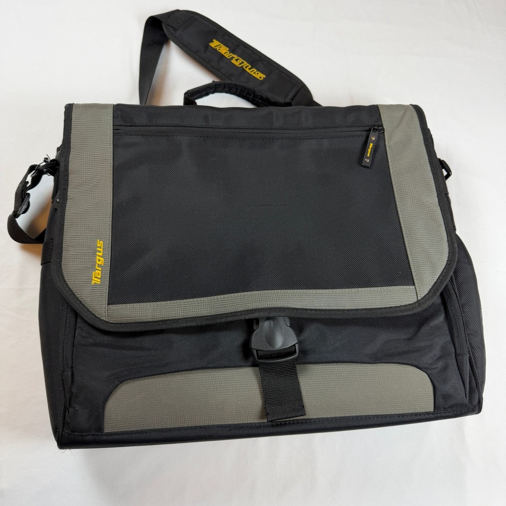 Targus Laptop Messenger Bag Black Grey Nylon Briefcase Shoulder Travel Case